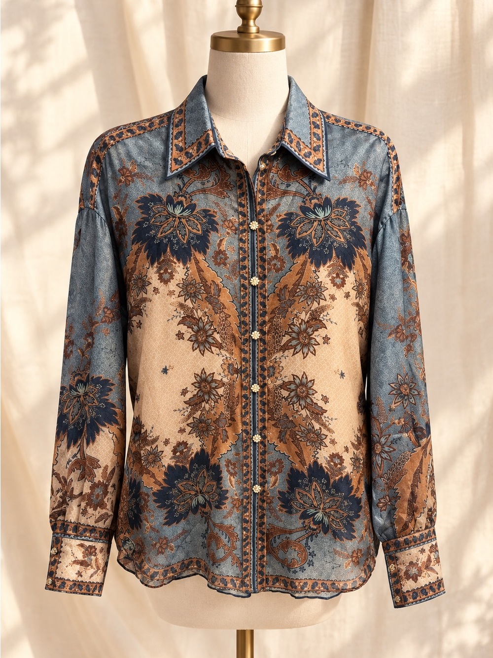 Zimmermann Blue Floral Silk Shirt